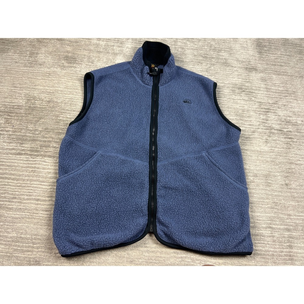 REI Fleece Vest Mens XL Blue Polartec Deep Pile Sherpa Full Zip Gorpcore Outdoor - Picture 1 of 9